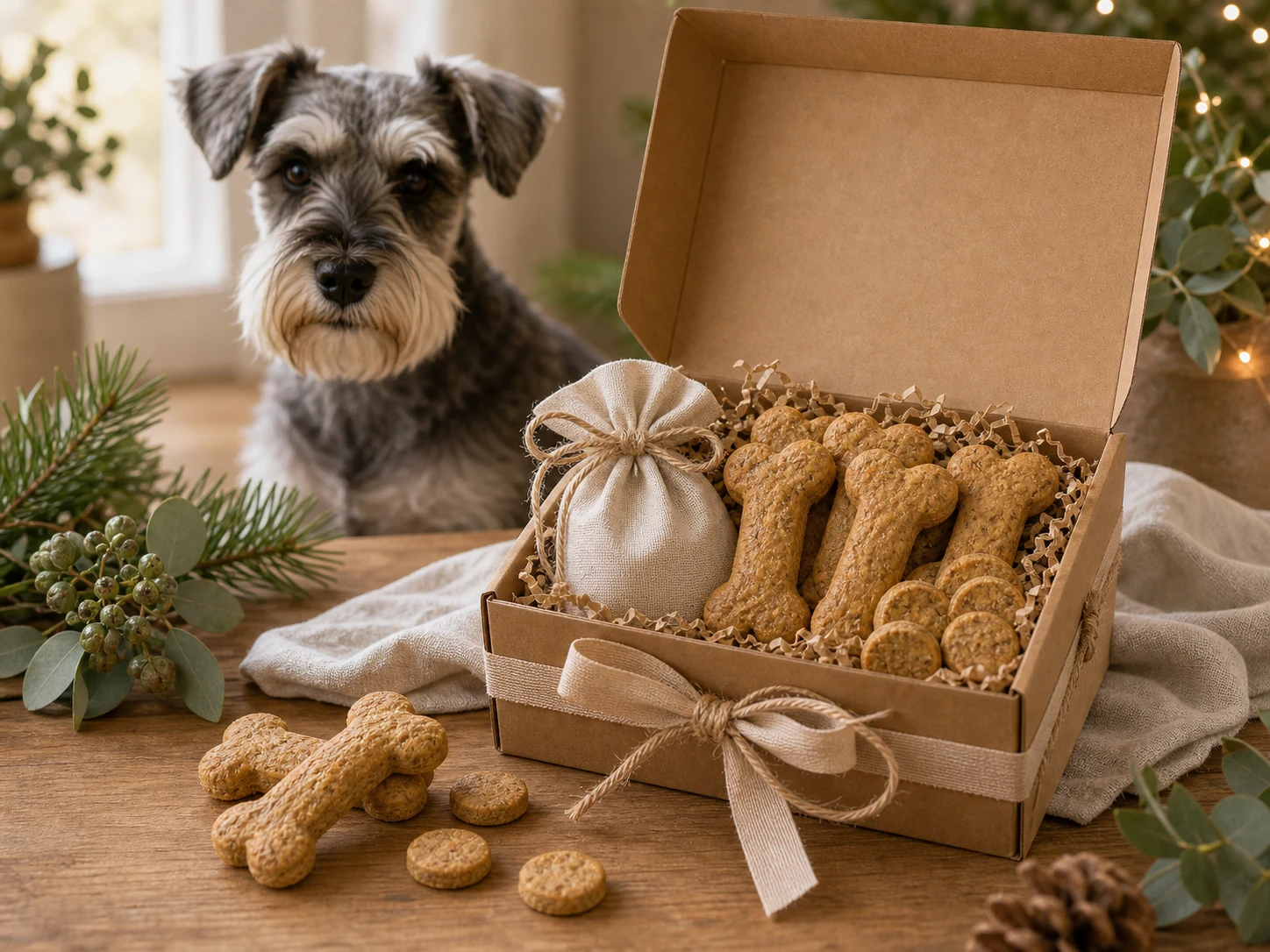 Illustrated dog gift boxes with clean treats